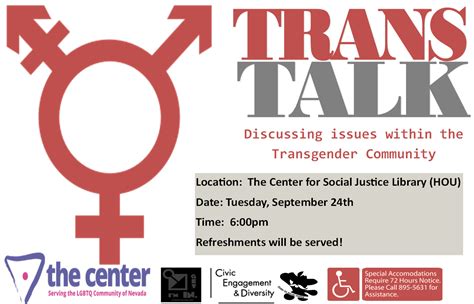 trans talk discussing issues within transgender community calendar university of nevada