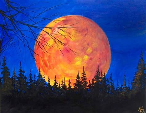 Harvest Moon | Fall canvas painting, Canvas painting
