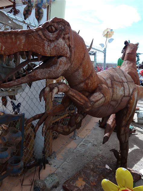 Unique designs in stock now. Metal art - Dinosaur - Welded dinosaur at Hacienda ...
