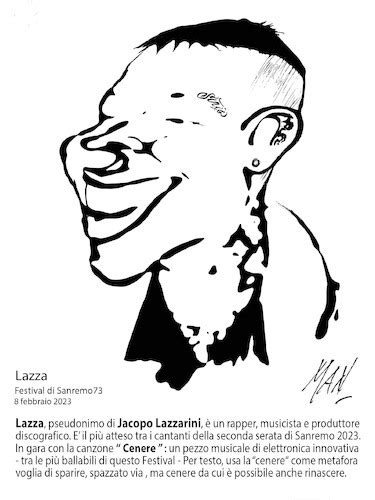 Lazza Cantante By Enzo Maneglia Man Famous People Cartoon Toonpool