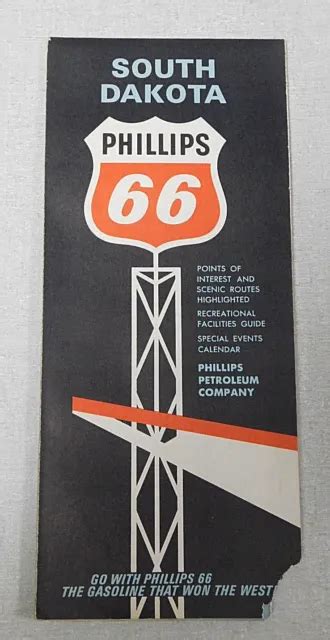 1966 Phillips 66 Oil Company Gas Station Map Of South Dakota 300