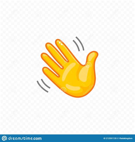 Hello Hand With Waves Icon Hand Goodbye Emoji Linear Sign Cartoon