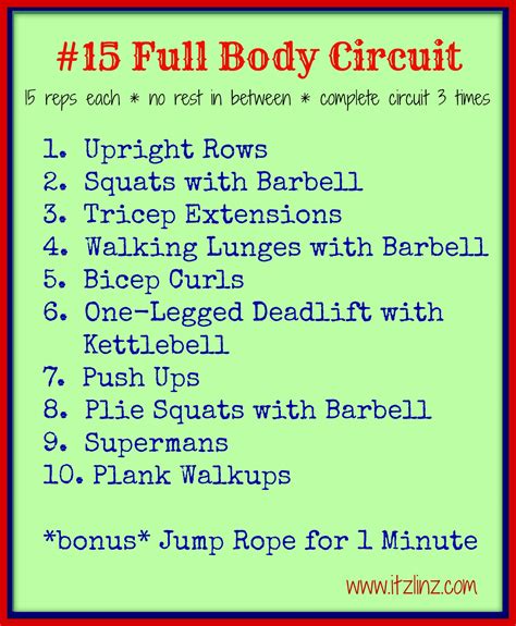 15 Full Body Circuit Workout Itz Linz