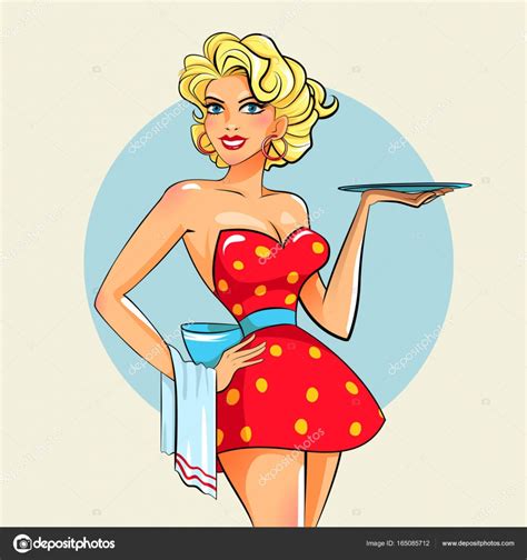 Pinup Girl With Tray Sexy Waitress — Stock Vector © Bablab 165085712