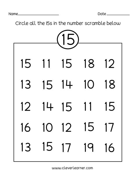 Numbers To 15 Worksheets