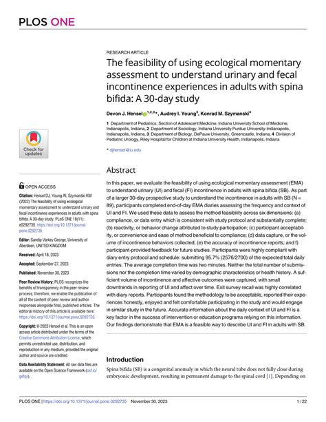 Pdf The Feasibility Of Using Ecological Momentary Assessment To Understand Urinary And Fecal