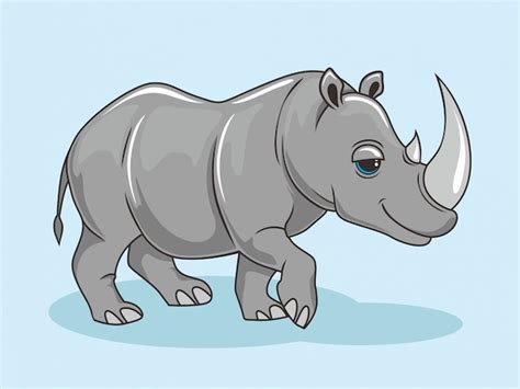 Rinoceronte De Dibujos Animados Lindo Rinoceronte Vector Premium
