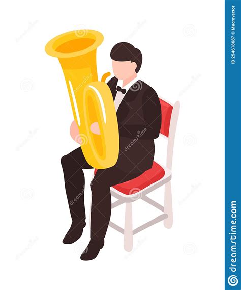 Man Playing Tuba Vector Illustration Sketch Doodle Hand Drawn With