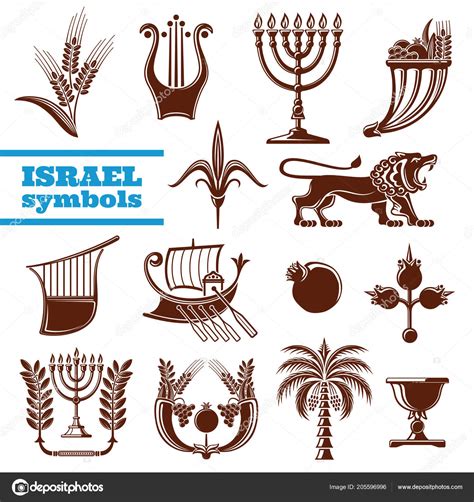 Israel Culture History Judaism Religion Symbols Stock Vector By