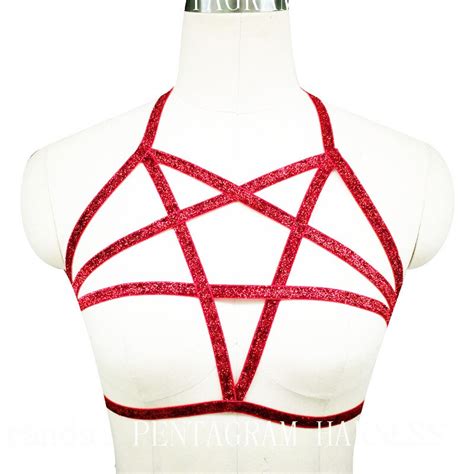 Womens Sexy Pentagram Bondage Lingerie Cage Bra Fetish Body Harness