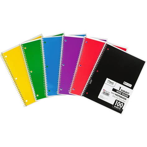 Mead Mea05514bd Spiral Bound Wide Ruled Notebooks 6 Bundle