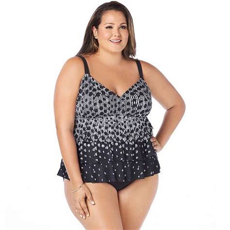 Plus Size Croft And Barrow® Tummy Slimmer Tiered One Piece Fauxkini