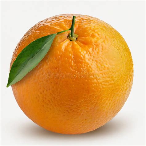 Whole Isolated Orange With Green Leaf On White Background Stock Image