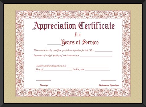 Free Printable Appreciation Certificate For Years Of Service