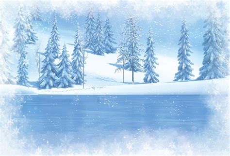 2020 7x5ft Light Blue Frozen River Pine Forest Winter Snowflakes Custom