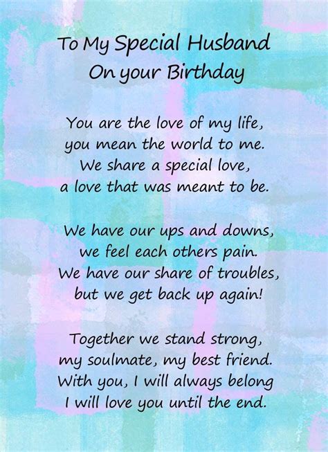 Romantic Birthday Verse Poem Card Special Husband Birthday Verses Romantic Birthday