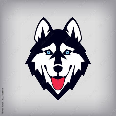 Siberian Husky Head Logo Or Icon Good Natured Dog Shows Its Tongue