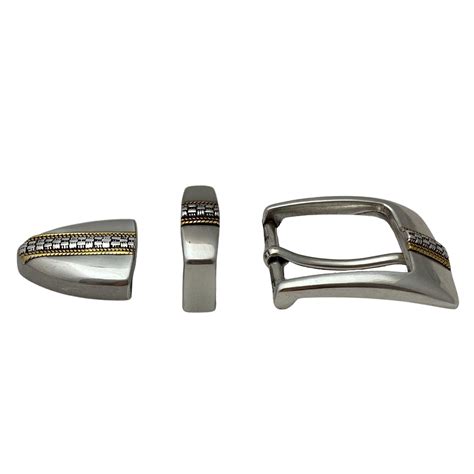 Three Piece Sterling Silver Plated Belt Buckle Set Fits Up To 1 18