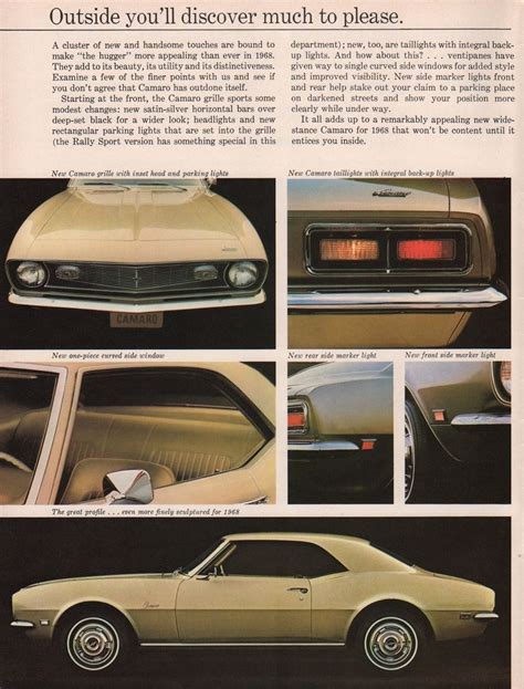 Gm 1968 Chevrolet Camaro Sales Brochure Retro Advertising Vintage