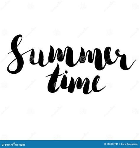 Vector Hand Drawn Lettering Summer Time Isolated Calligraphy For