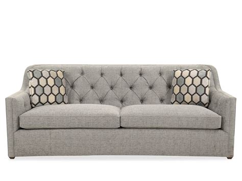 Button Tufted Traditional 86 Sofa In Tweedy Blue Mathis Brothers