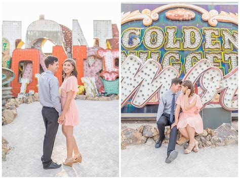 neon museum engagement las vegas wedding photographer cat and adam