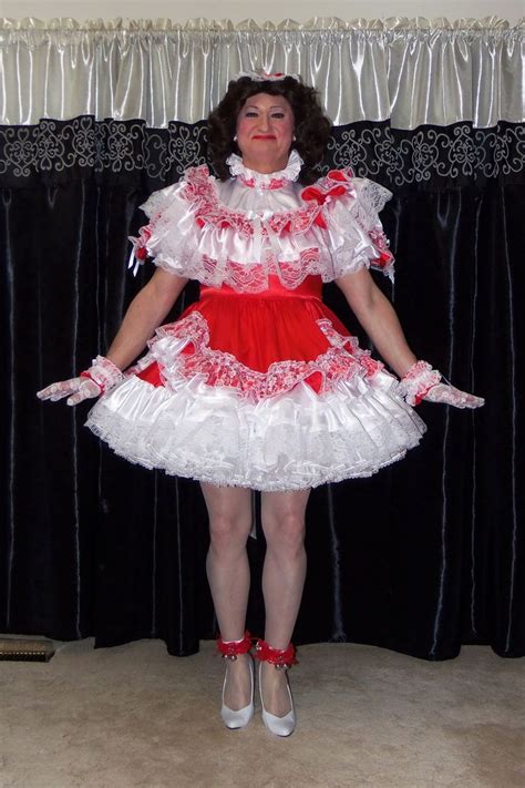 White Trim White Lace Red And White Sissy Dress Dress Up French