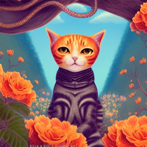 Whimsical Orange Cat Prince In A Rosegold Forest · Creative Fabrica