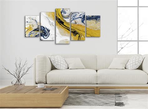 Shop modern mirrors, art, frames, shelves & ledges at west elm®. Mustard Yellow and Blue Swirl Living Room Canvas Pictures ...