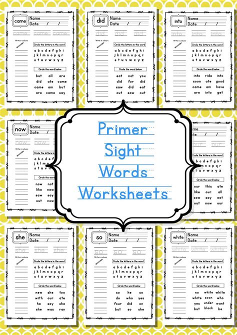 Primer Sight Word Worksheets Kindergarten Worksheets Sight Words