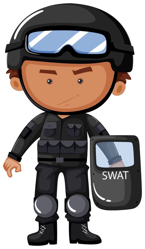 Swat Officer In Safety Uniform 454951 Vector Art At Vecteezy