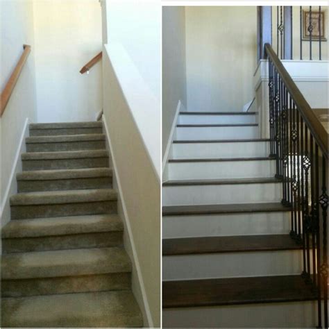 Before And After Of Staircase Home Remodeling Pony Wall New Homes