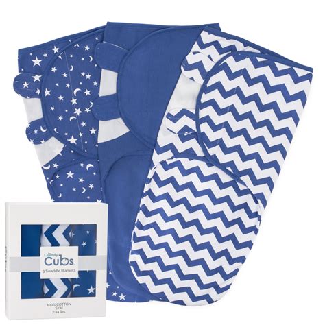 Baby Swaddle Blankets 3 Pack Dark Blue Comfy Cubs