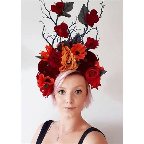 One Off Bespoke Handmade Statement Red Skulls Twig Gothic Day Etsy Floral Headdress Red