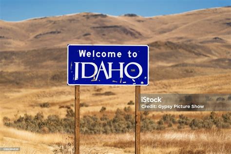 Welcome To Idaho State Road Side Sign Stock Photo Download Image Now