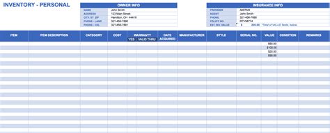 Inventory Spreadsheet Templates —