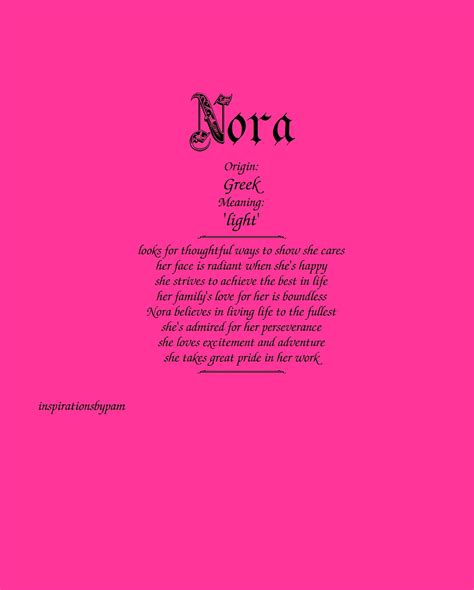 Nora First Name Meaning Art Print Personalized 8x10 Art Any Etsy