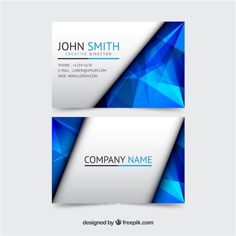 Free Vector Blue Business Card With Polygonal Shapes