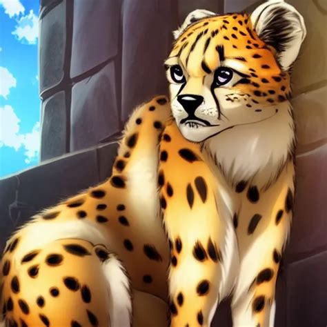 Modern Anime Portrait An Anthro Male Cheetah Furry Stable Diffusion