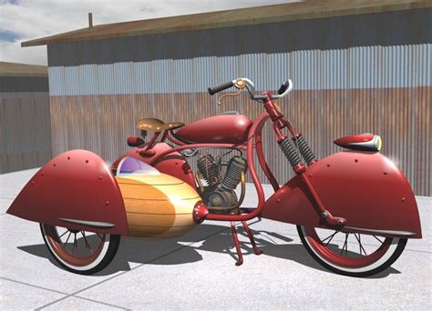 Art Deco Motorcycle With Sidecar By Stuart Swartz 3d Artist