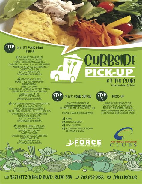 Please call to get the scoop on delivery at your local applebee's. Curbside Pick-Up at the Club - Nellis Life