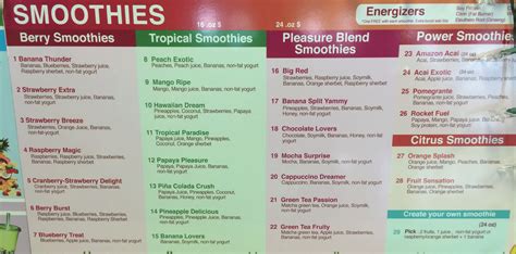 Tropical smoothie tropical smoothie menu tropical smoothie nutrition tropical smoothie superfood smoothies. Garden Fresh Grill & Smoothie Menu - Evan's Menus