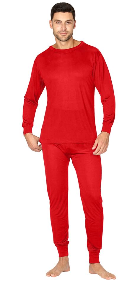 Intimo Mens Classic Silk Knit Long Johns Red 2x Large
