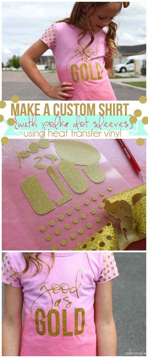 Heat Transfer Vinyl Shirt With Gold Glitter Polka Dots Heat Transfer