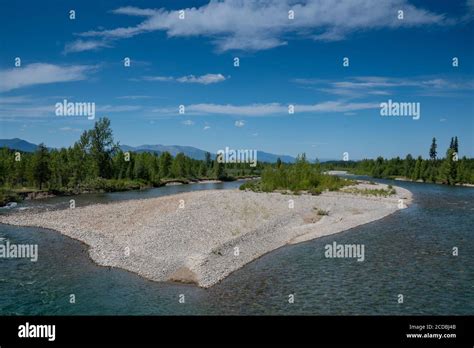 Flathead River In Glacier National Park Near Polebridge Montana Stock