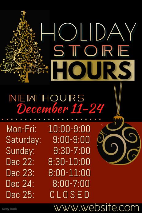 Copy Of Holiday Store Hours Postermywall