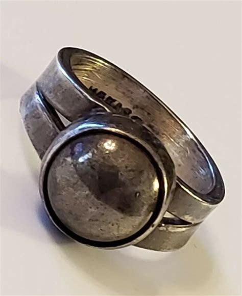 Vintage Mexico Modernist Mod Deco Sterling Silver Ring Size