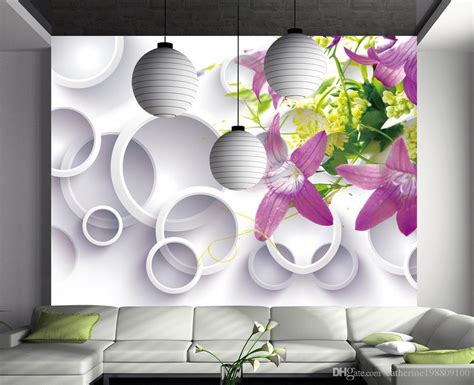 Purple Flowers 3d Stereo Wall Decorative Paintings Mural