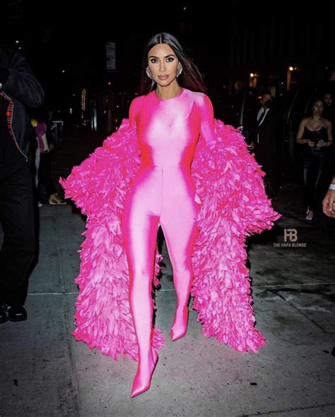 kim kardashian attends ‘saturday night live after party in nyc wearing custom pink balenciaga