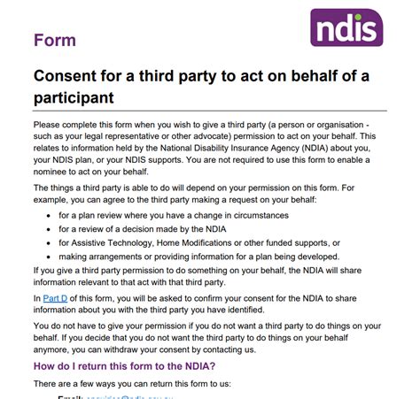 Ndis Third Party Consent Form Consent